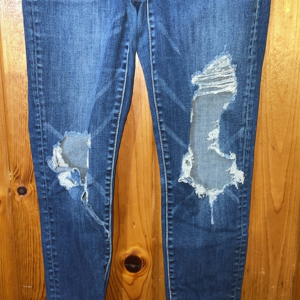 American Eagle outfitters super stretch X jeans high rise jeggings 8 distressed - Picture 2 of 9